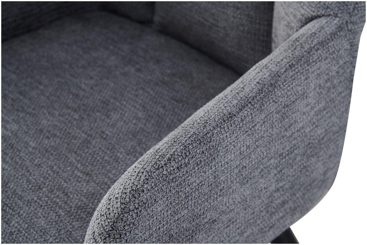 ARMLEHNENSTUHL Bella anthrazit 2er Set - Anthrazit/Schwarz, Textil/Metall (55/82/62cm) - Xonox