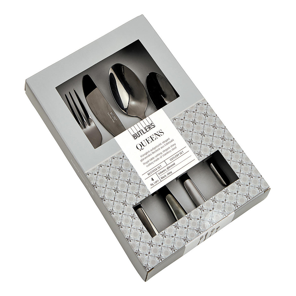 BESTECK-SET (20-teilig) Queens - Schwarz, Metall - Butlers