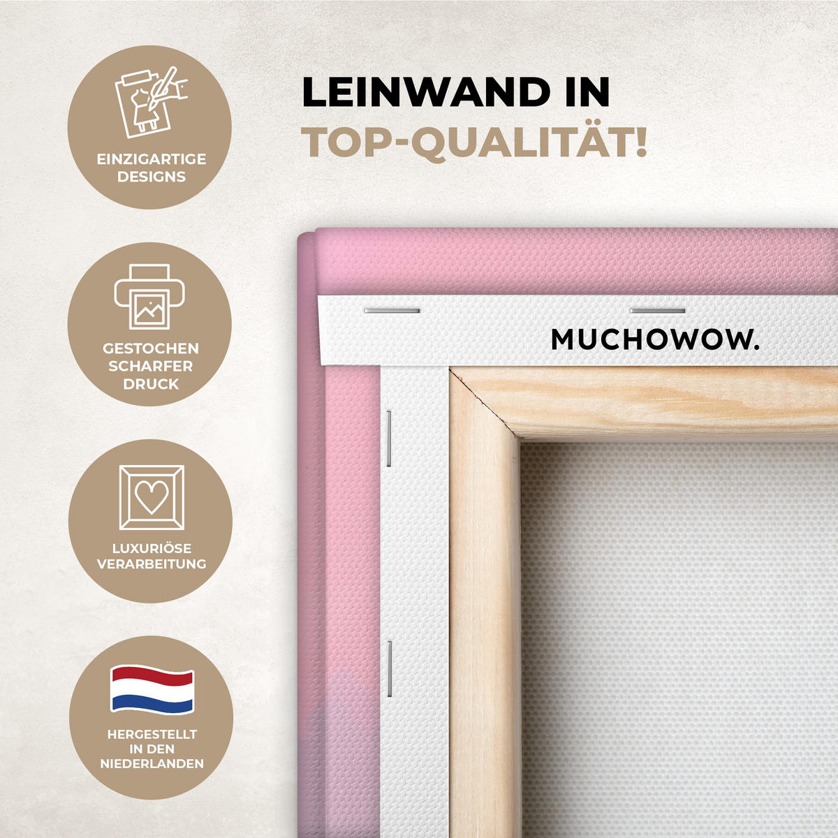 LEINWANDBILD Berggipfel - Wolken - Verträumt XXL 150x100 cm - Hellrosa, Textil (150/100cm) - MuchoWow