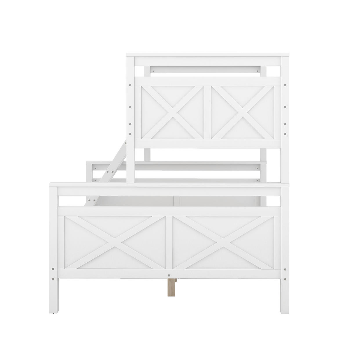 ETAGENBETT aus Kiefernholz und MDF 90x200/140x200 cm Weiß, teilbar in zwei Betten - Weiß, Holzwerkstoff (140/200cm) - IVMEU