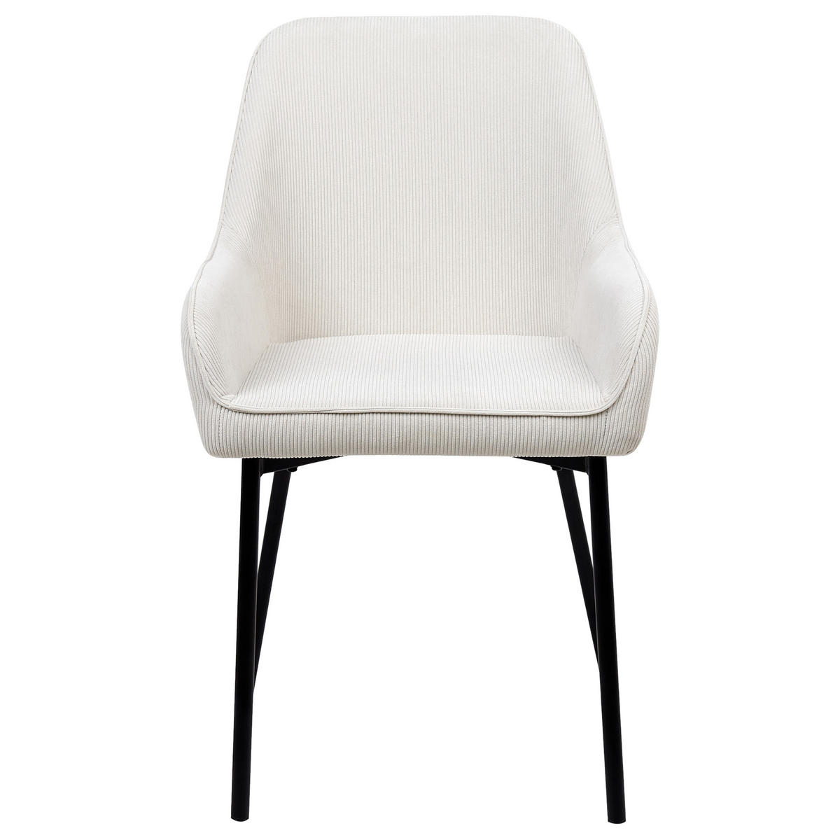 ESSZIMMERSTUHL 2er-Set Cremeweiß Loverna - Schwarz/Weiß, Textil (54/87/63cm) - Beliani