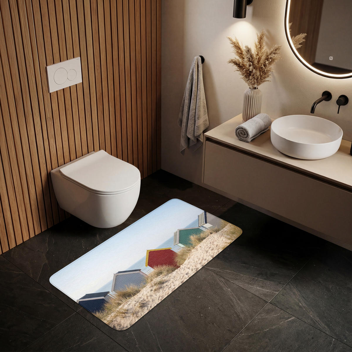 WC PŘEDLOŽKA Pláž - Chaty - Barevné - Duny 120x60 cm - různobarevná, textil/plast (120/1cm) - OnlyWow