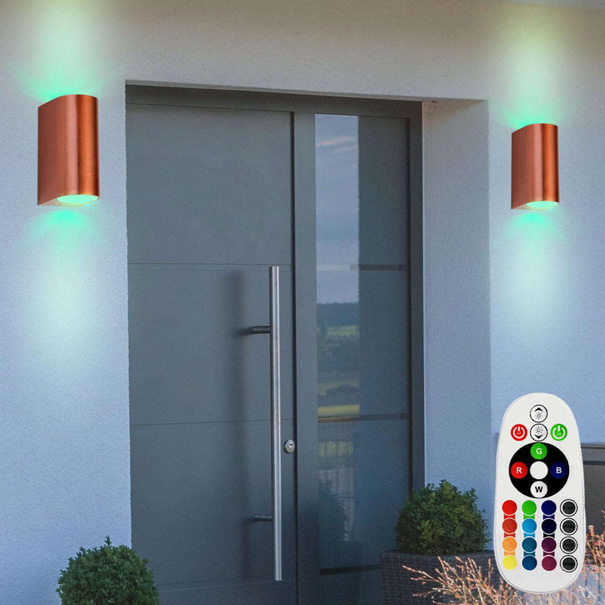 LED AUSSEN-WANDLEUCHTE Kupfer Aluminium 4er Set - Kupferfarben, Metall (6.5/14.5/9.4cm)