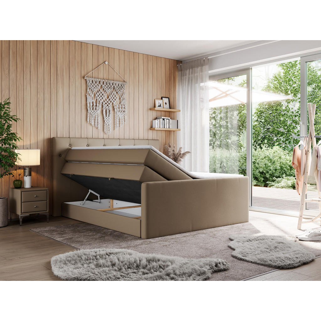 Thumbnail - MKS Boxspringbett, Braun, Textil, 2-Sitzer, H4, Rechteckig, 140x200 cm, Schlafzimmer, Betten, Boxspringbetten