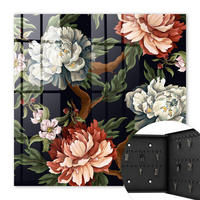 SCHLÜSSELBOX Schwarz 30x30 cm- Türöffnung nach rechts - Blumen der Natur - Grün, Metall (30/30/5cm) - TULUP