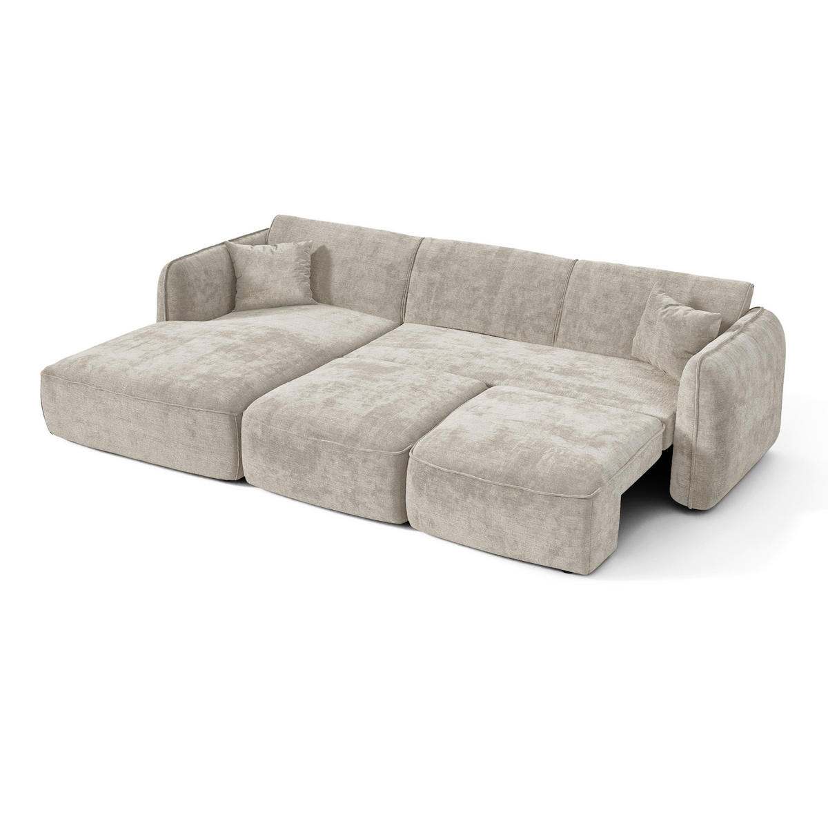 ECKSOFA (links) LOMI Geprägter Samt Taupe 274cm - Taupe, Textil (274/174cm) - Premium Interiors