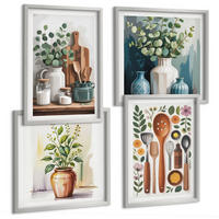 BILDER SET 4er Set - 50x50 cm & 40x60 cm Silberner Rahmen - Küchenaccessoires auf pflanzlicher Basis - Silberfarben, Kunststoff (50/50cm) - TULUP