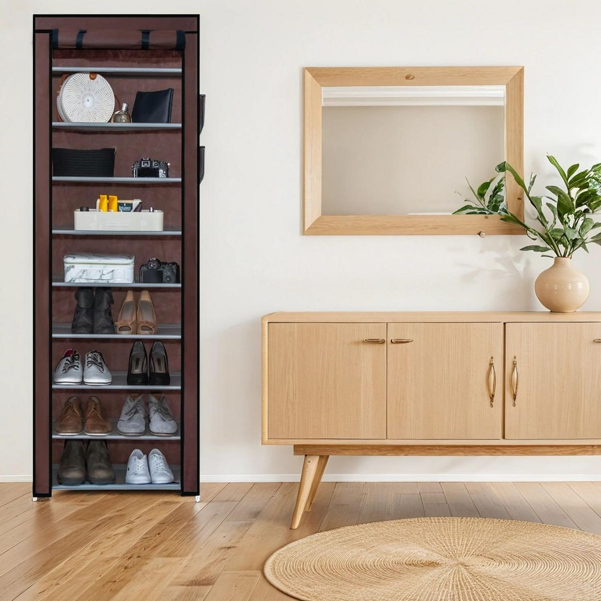 STOFFSCHRANK Faltschrank 170/58/28 cm - Braun, Textil (28/9/58cm) - Intirilife