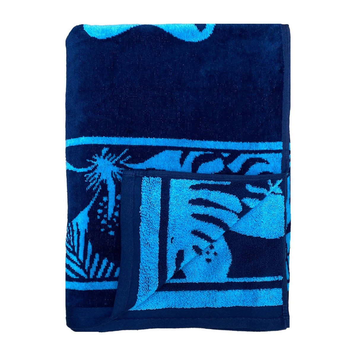 STRANDTUCH Frottee Velours Jacquard Blau 90x170 400g/m² - Cayo - Blau, Textil (170/90cm) - LE COMPTOIR DE LA PLAGE
