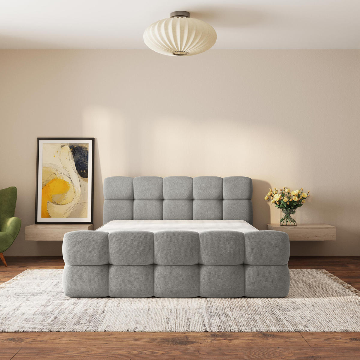 ČALOUNĚNÁ POSTEL ELIZJA 160x200 cm, s úložným prostorem, Šedá - SORO 90 - šedá, dřevo/textil (160/200cm) - MASSENO