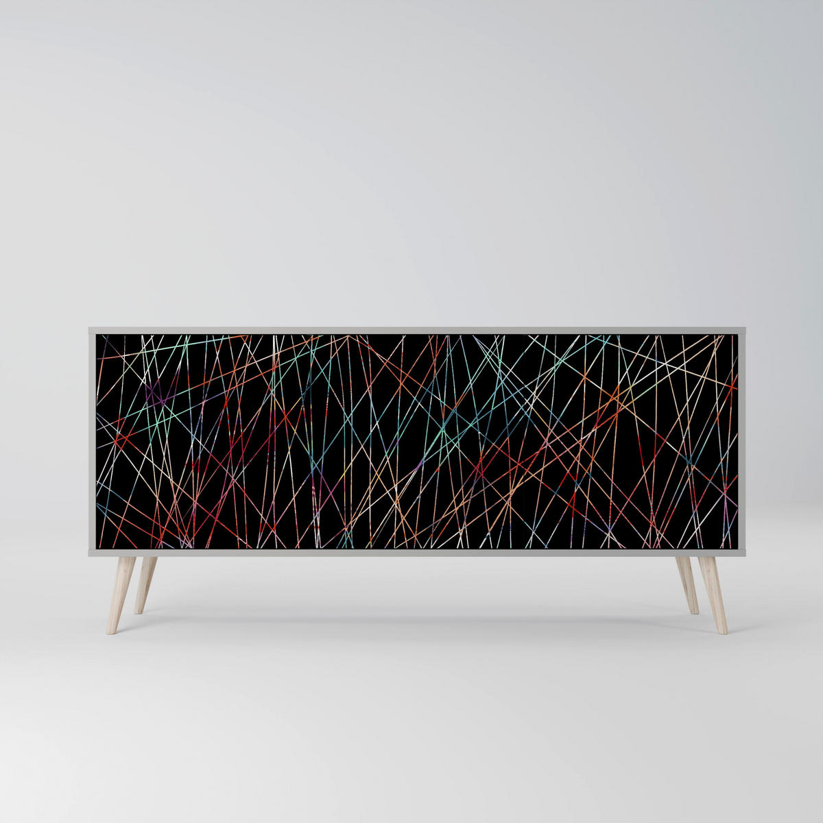 SIDEBOARD LUMINOUS SNARE, Eicheneffekt, 164,5x42x77,5 cm, 3 Türen - Eichefarben/Buchefarben, Holzwerkstoff/Buchenholz (164.5/77.5/42cm) - SpaceRebels