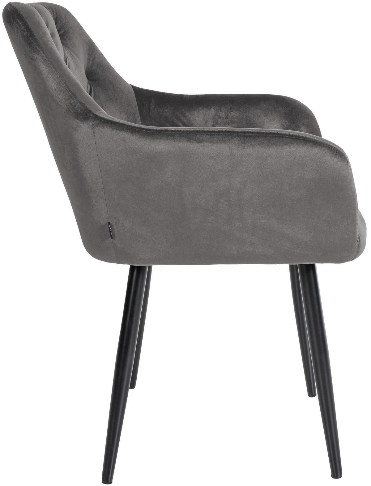 ARMLEHNENSTUHL Samt dunkelgrau - Dunkelgrau/Schwarz, Textil/Metall (59/82/62cm) - CLP
