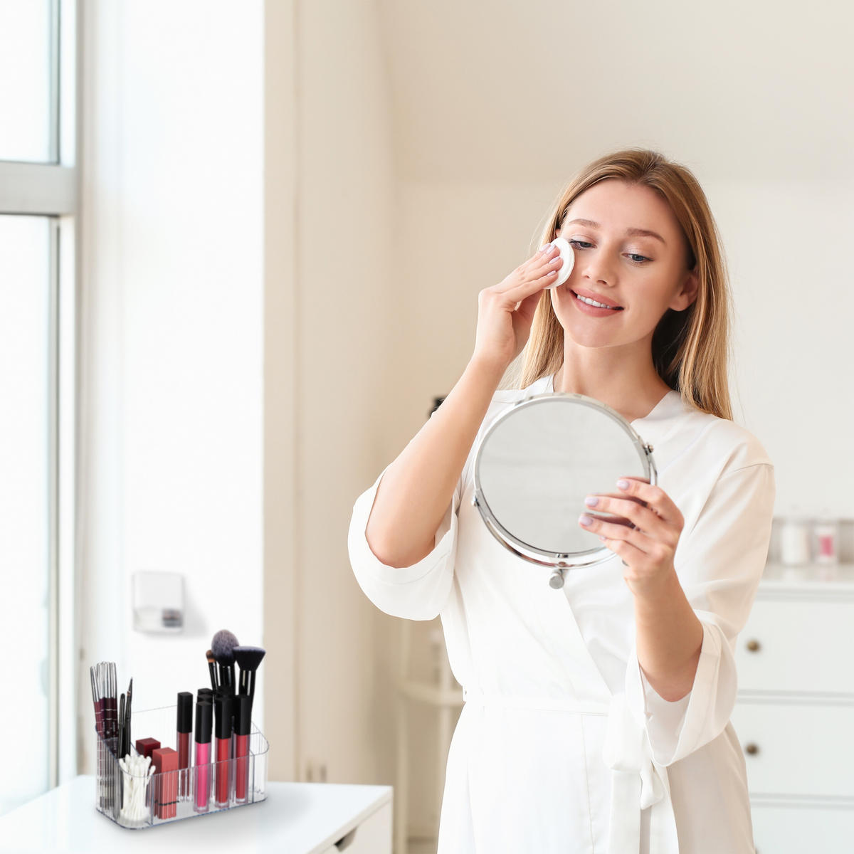 2xKOSMETIK-ORGANIZER - Transparent, Kunststoff (20.5/10.5/9.5cm) - Relaxdays