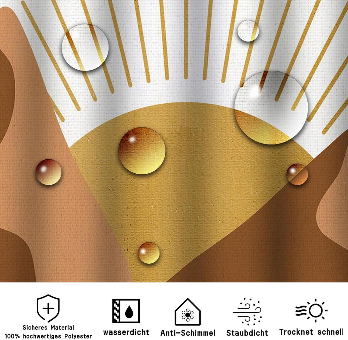 DUSCHVORHANG wasserdicht schimmelresistent Polyester waschbar für Standard Badewannen mit Haken - Multicolor, Textil (180/180cm) - MCBOSON