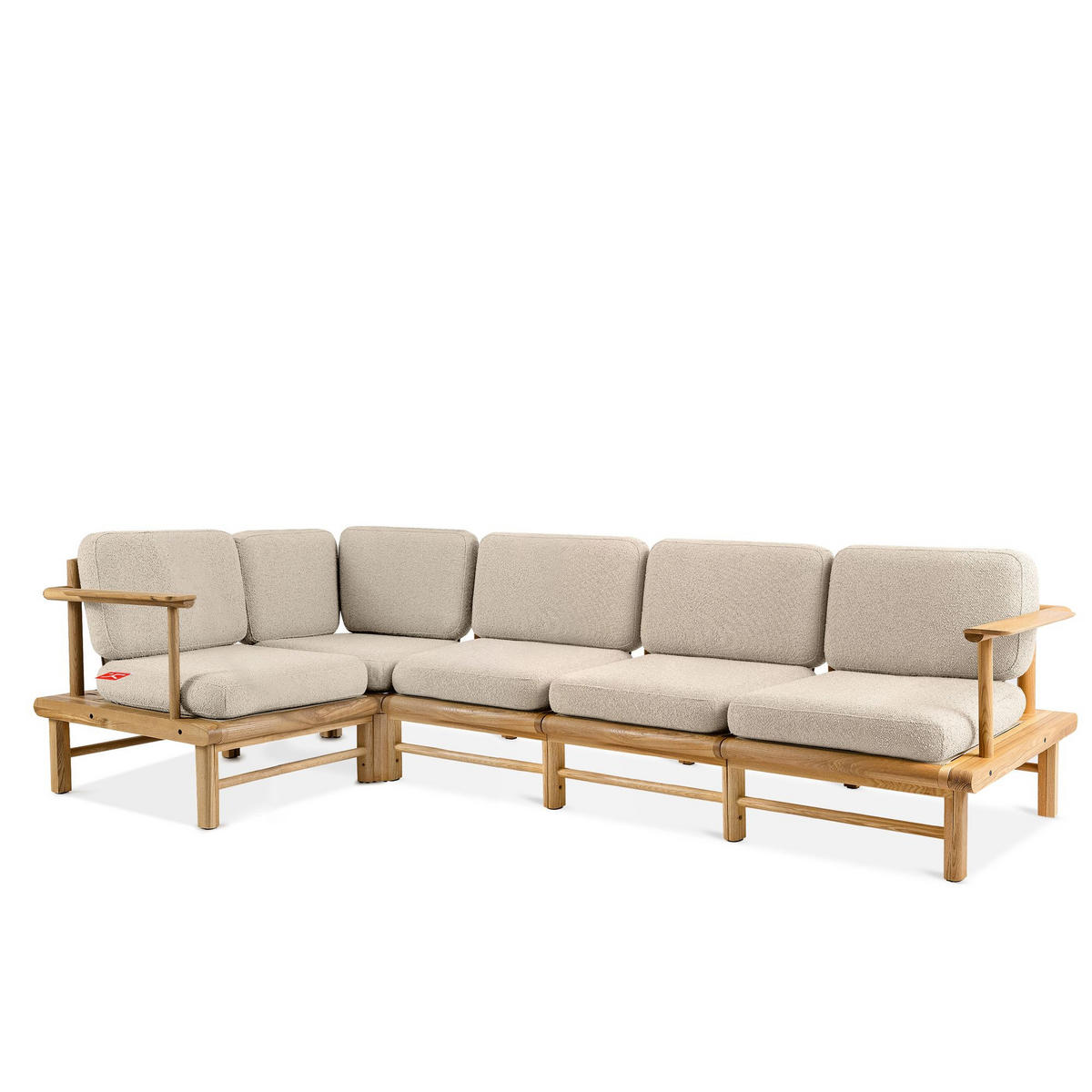 LOUNGESOFA ATREDA links - Creme, Holz/Textil (300/80/160cm) - KONSIMO®