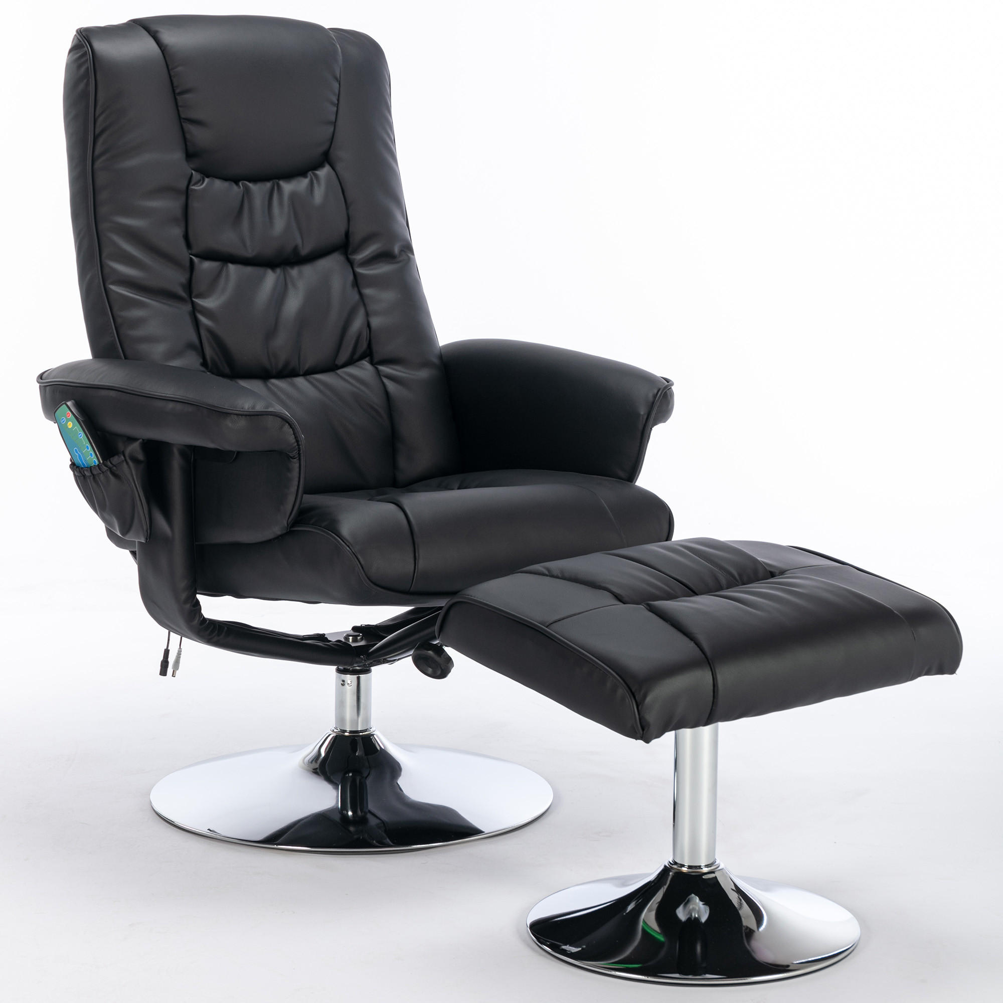 MASSAGESESSEL PU-Leder mit Heizfunktion und 5-Punkt-Massage 79/79/106 cm Schwarz - Schwarz, Kunststoff (79/106/79cm) - Redom