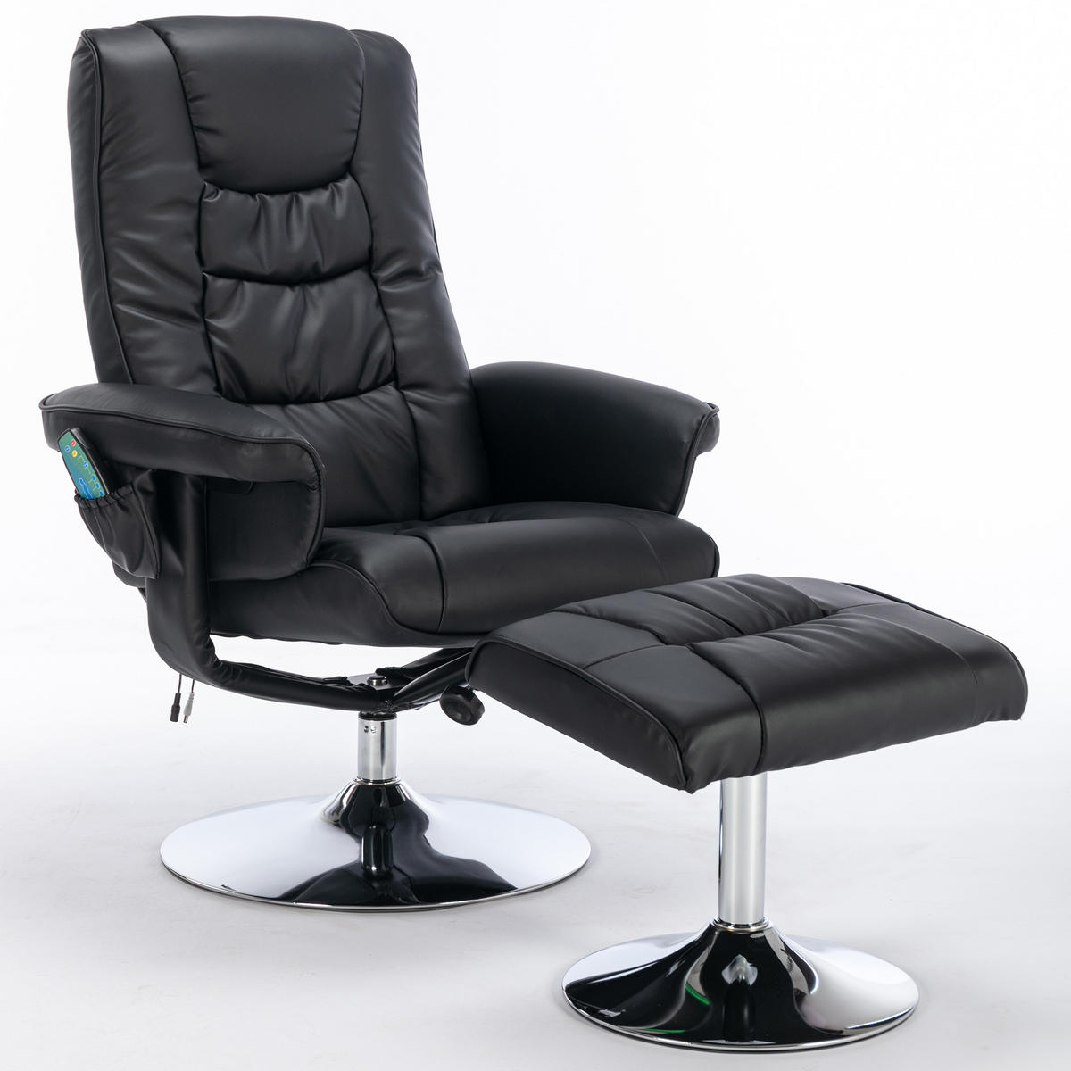 MASSAGESESSEL PU-Leder mit Heizfunktion und 5-Punkt-Massage 79/79/106 cm Schwarz - Schwarz, Kunststoff (79/106/79cm) - Redom