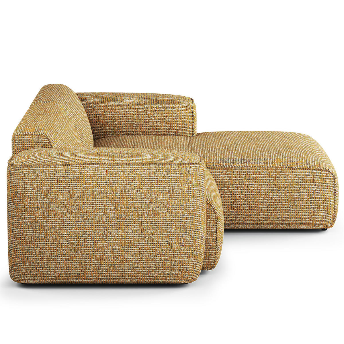 ECKSOFA mit XL-Longchair - Schwarz/Honig, Kunststoff/Textil (260/171cm) - home24