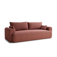 SOFA MIT SCHLAFFUNKTION Toluca Korallenfarbe Webstoff - Koralle/Schwarz, Holz/Holzwerkstoff (247/69/104cm) - Maison de Reve