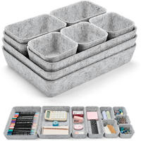 SCHUBLADEN Organizer 9-teiliges Set Filz Hellgrau - Grau, Textil (20/7/28cm)