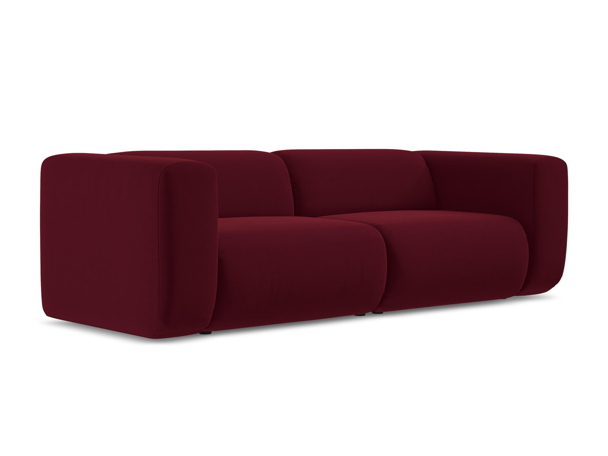 3-SITZER SOFA Samt Stoff Rot - Bordeaux/Rot, Kunststoff/Textil (228/70/89cm) - Makamii