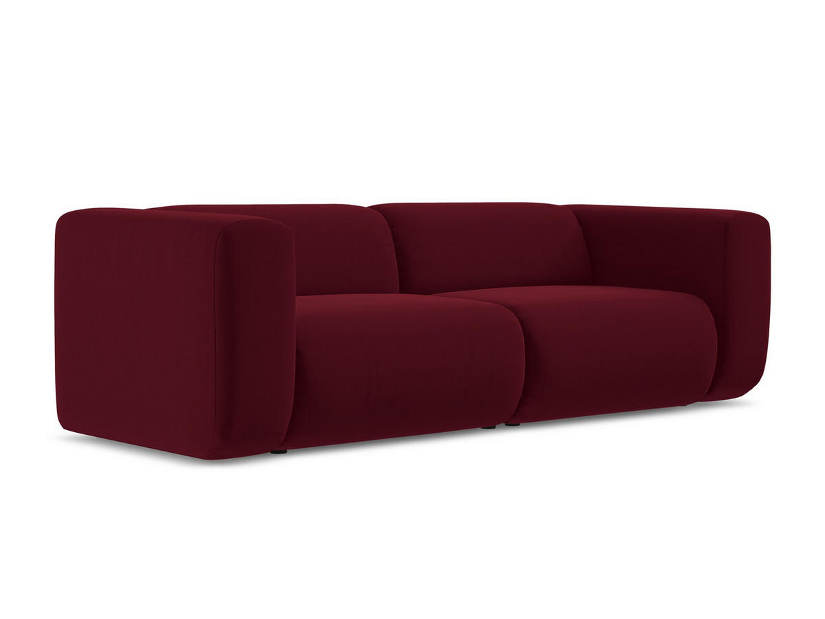 3-SITZER SOFA Samt Stoff Rot - Bordeaux/Rot, Kunststoff/Textil (228/70/89cm) - Makamii