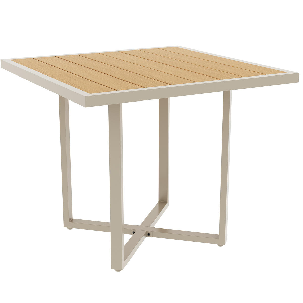 LOUNGEGARNITUR aus Metall & Kunststoffholz 110x58x78cm Beige - Beige, Metall - Modfu