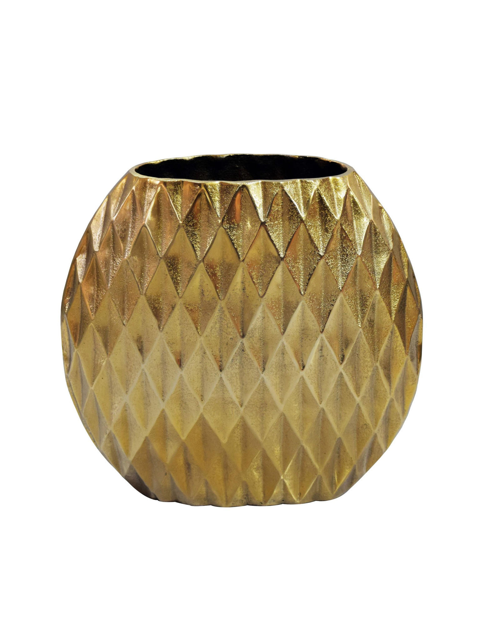 TISCHVASE BERLENGA, Aluminium, handgefertigt, Gold, 33,5 x 12,5 x 32 cm - Goldfarben, Metall (32cm) - KADIMA DESIGN