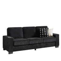 3-SITZER-SOFA DE-35029 mit Getränkehaltern Schwarz - Schwarz, Textil (72/86/206cm) - ComfortXL