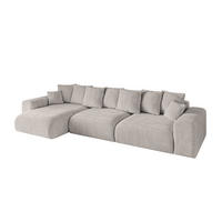 ECKSOFA Ottomane links ESKAR-L 364x176x84 Hellbraun Velours - Hellbraun/Schwarz, Holzwerkstoff/Kunststoff (364/176cm) - ALTDECOR