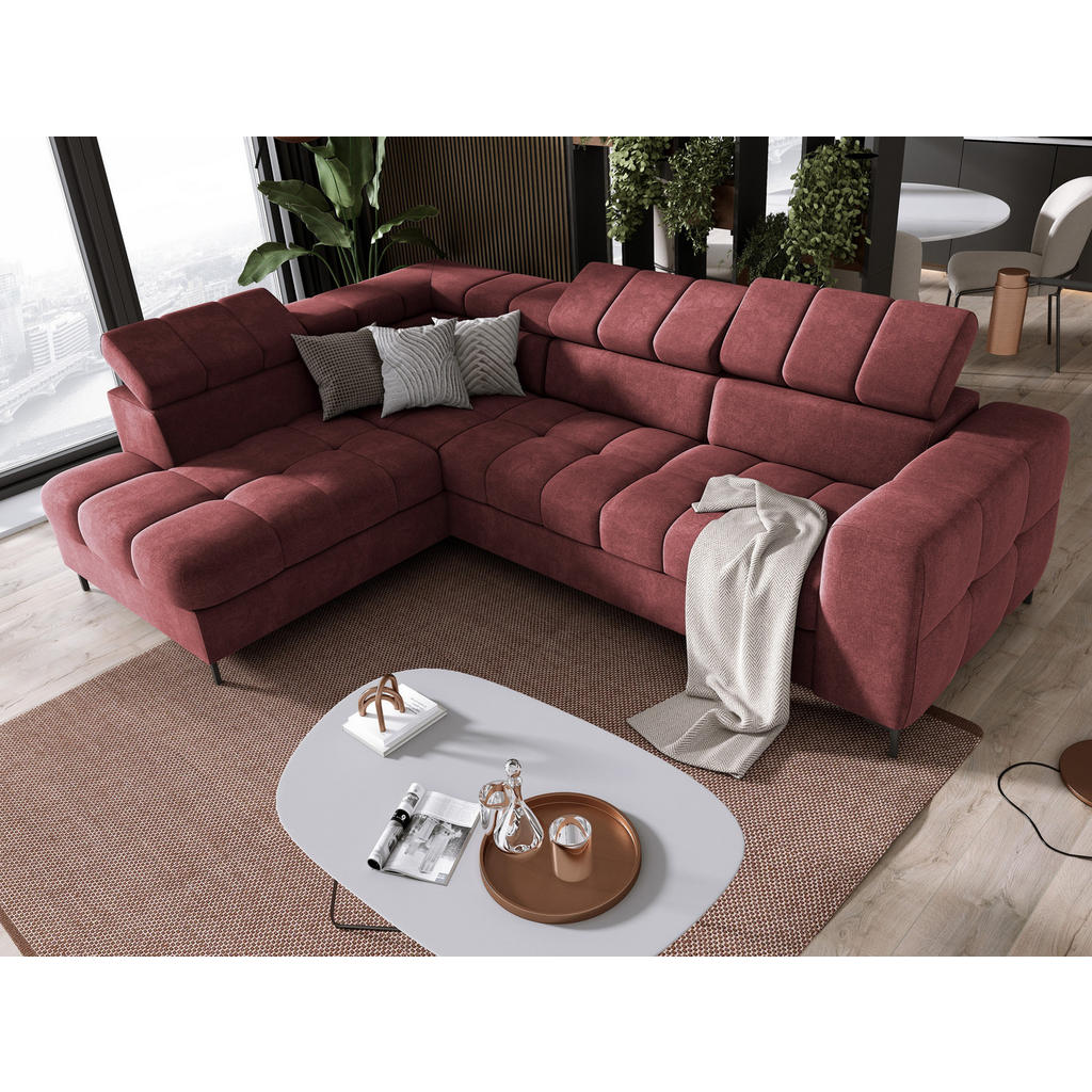 Thumbnail - DomoHome Ecksofa, Rot, Textil, Rechteckig, 279x201 cm, Wohnzimmer, Sofas & Couches, Wohnlandschaften, Ecksofas