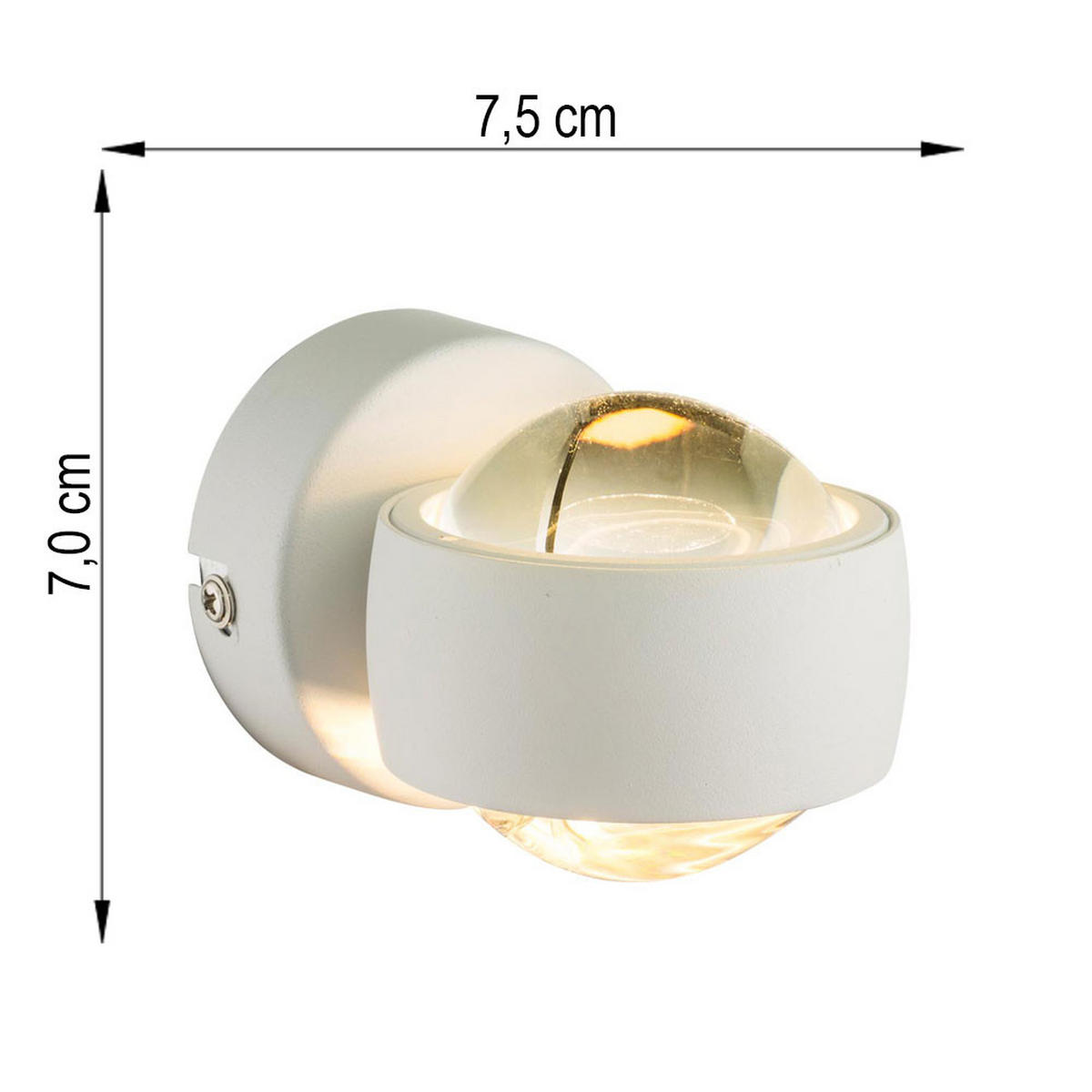 LED WANDLEUCHTE Metall Weiß - Weiß, Glas (7.5/10/10cm) - Globo Lighting
