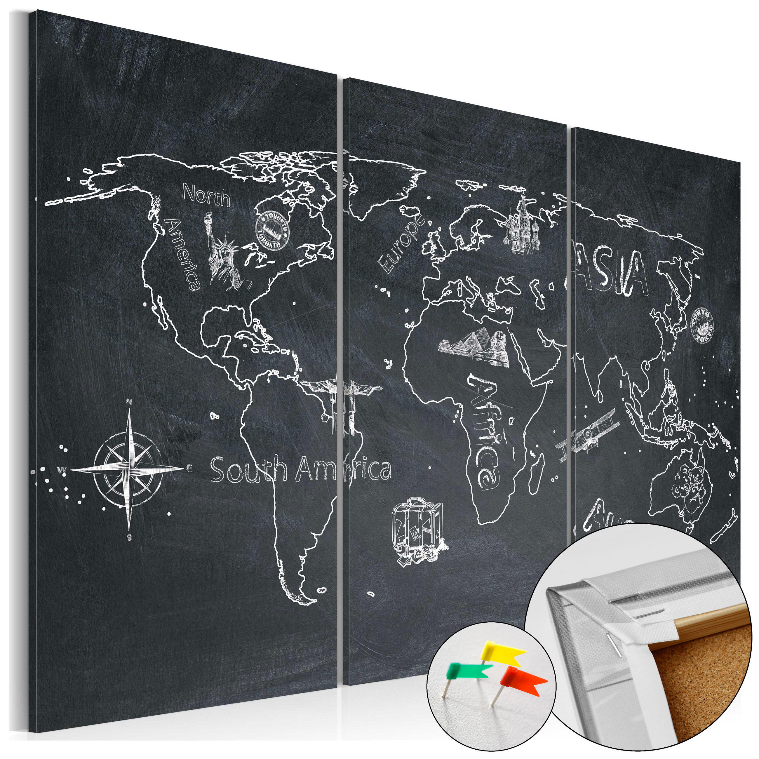 PINNWANDBILDER Schwarz-Weiß 60/40 cm - Schwarz, Naturmaterialien/Textil (60/40cm) - KUNSTLOFT