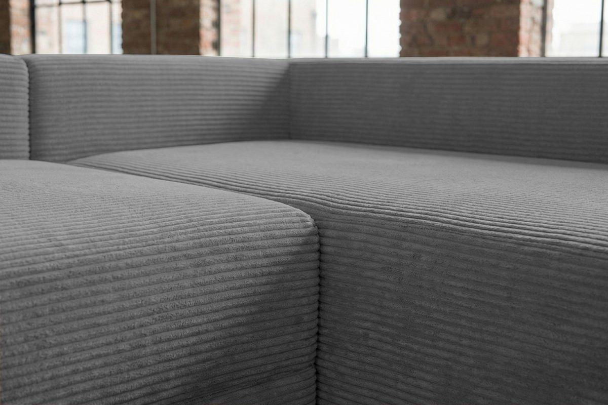 SCHLAFSOFA SADIRA Grau Cord - Schwarz/Grau, Kunststoff/Textil (288/209cm) - KAWOLA