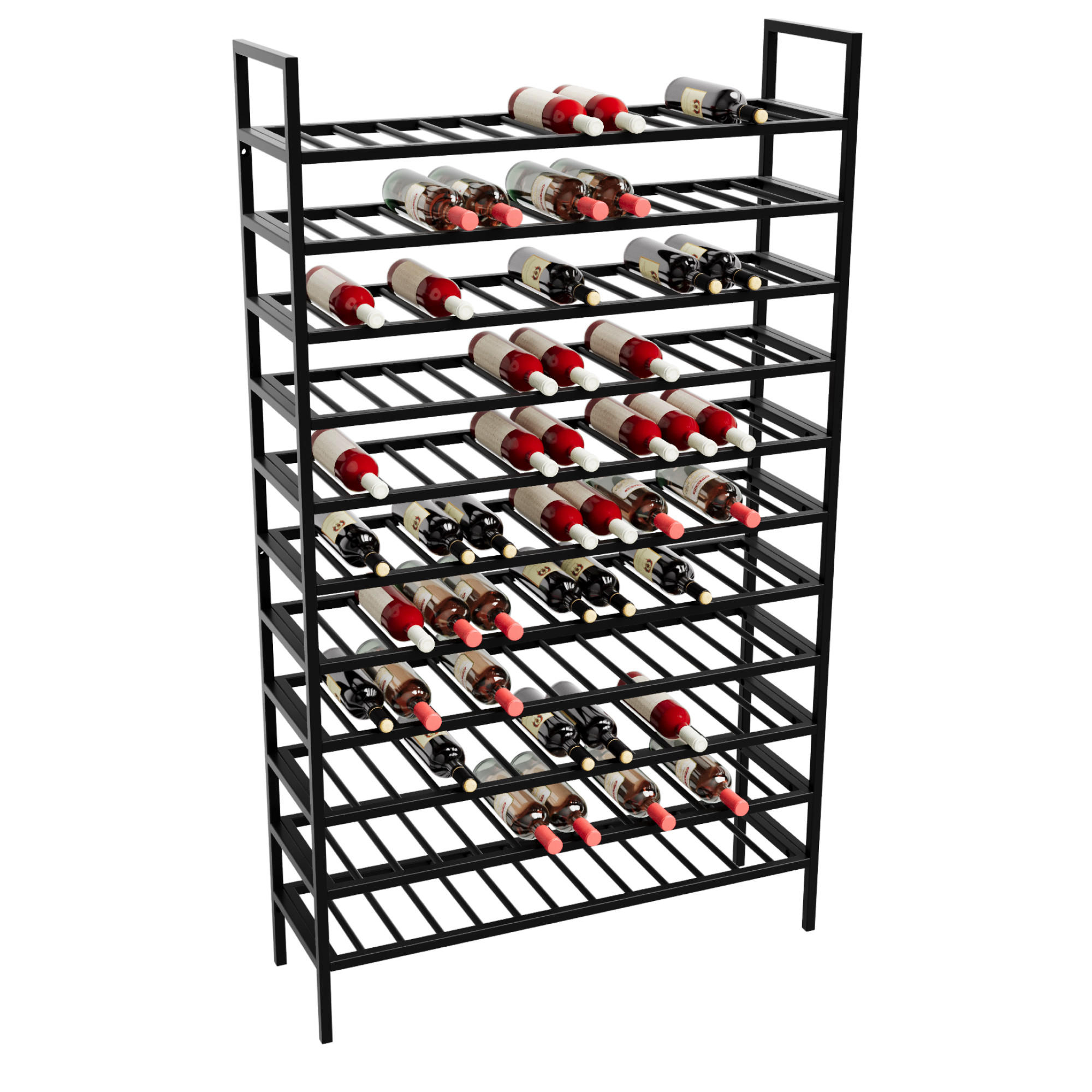 WEINREGAL für 143 Flaschen aus Metall, schwarz - Schwarz, Metall (100/170/30cm) - Metalo Pro
