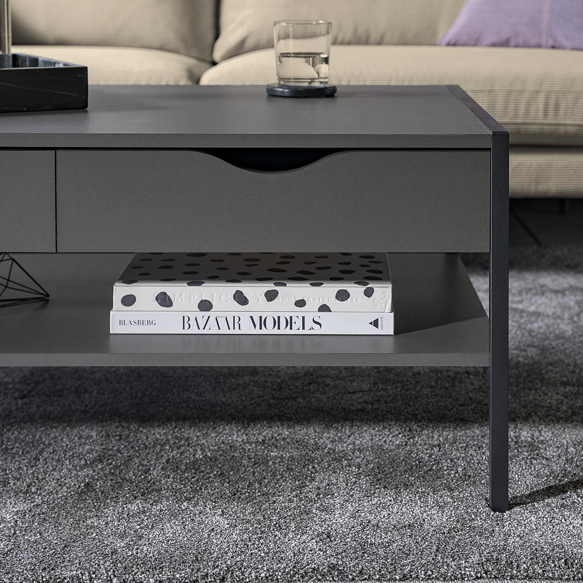 COUCHTISCH - Dunkelgrau, Holzwerkstoff (59/100/44cm) - home24