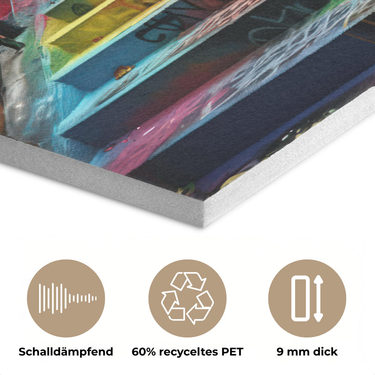 AKUSTIKPANEEL Treppe - Graffiti - Farben - Kunst 80x60 cm - Multicolor, Textil (80/0.9/60cm) - MuchoWow
