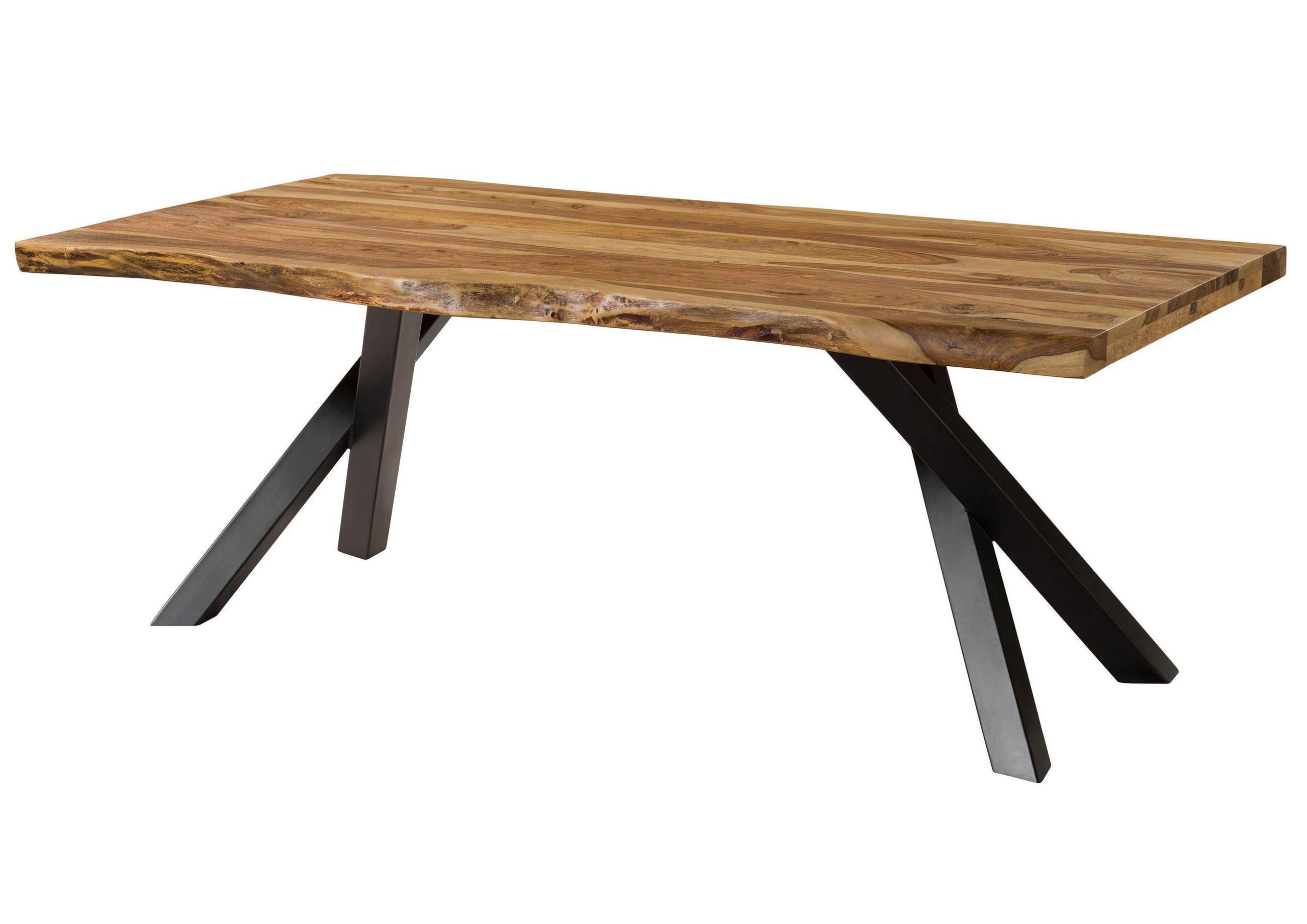BAUMTISCH Sheesham 260x100x76 natur sandgestrahlt / A-Gestell anthrazit matt FREEFORM 5 - Braun, Holz (100/260/76cm) - Massivmoebel24