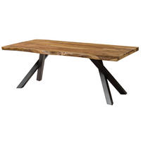 BAUMTISCH Sheesham 260x100x76 natur sandgestrahlt / A-Gestell anthrazit matt FREEFORM 5 - Braun, Holz (100/260/76cm) - Massivmoebel24