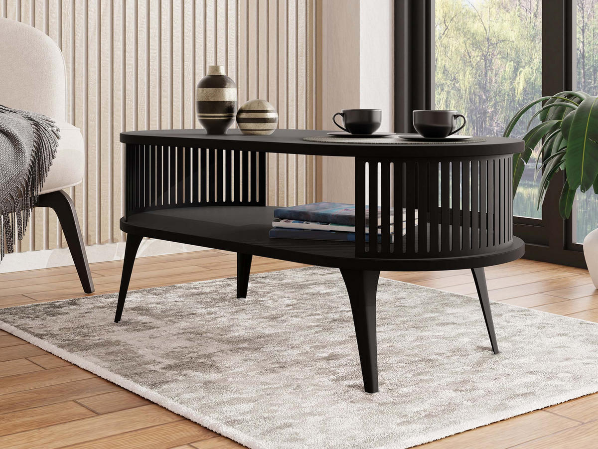 COUCHSITCH Roenni Oval - Schwarz, Holzwerkstoff/Metall (100/50/44cm) - MIRJAN24