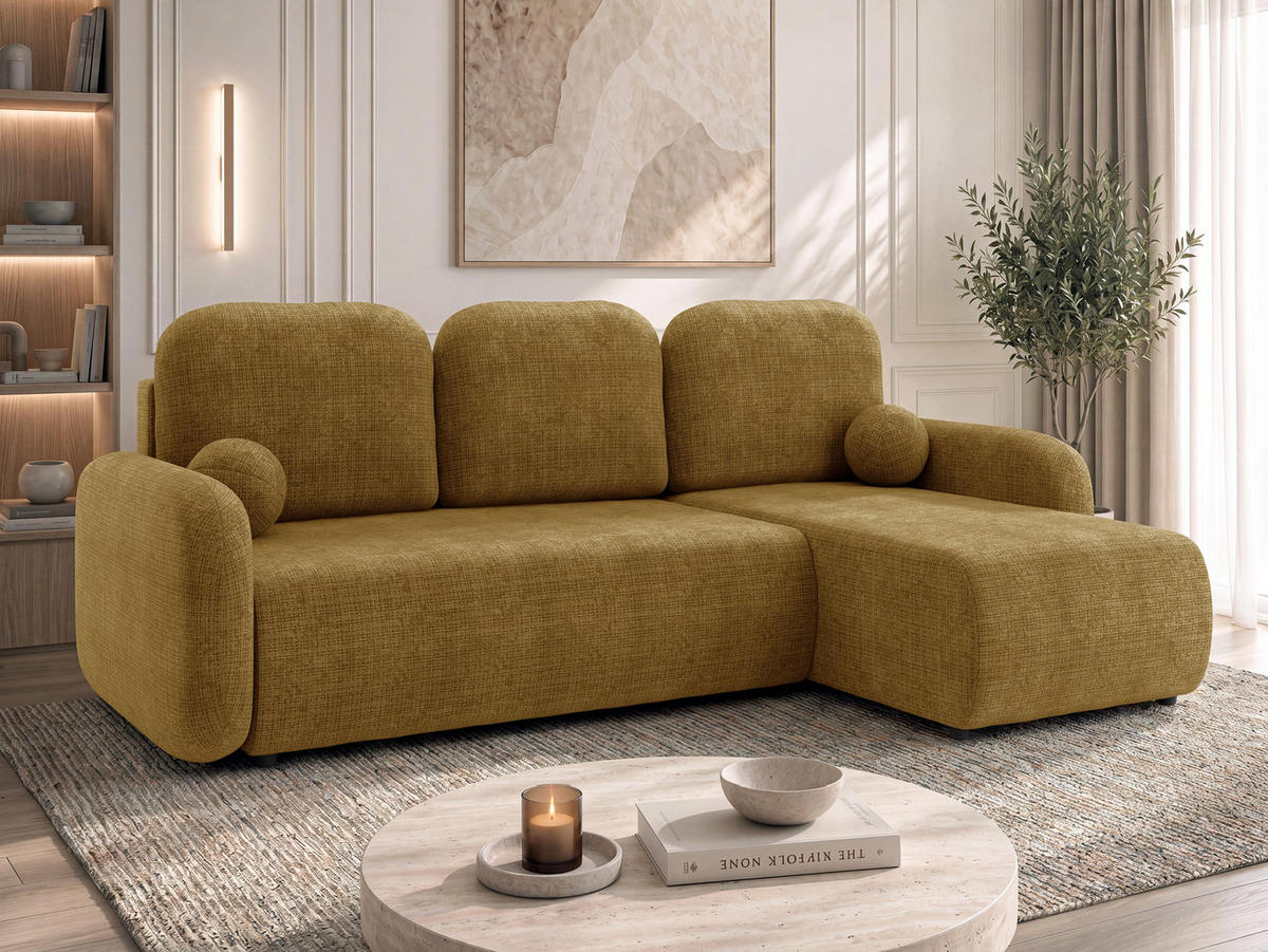 ECKSCHLAFSOFA Gizefa - Schwarz/Braun, Holz/Kunststoff (233/147cm) - MIRJAN24