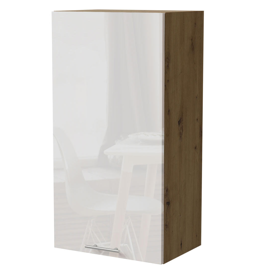 Feldmann-Wohnen Küchenhängeschrank Weiß Hochglanz, Eiche Artisan 50x96x32.5 cm