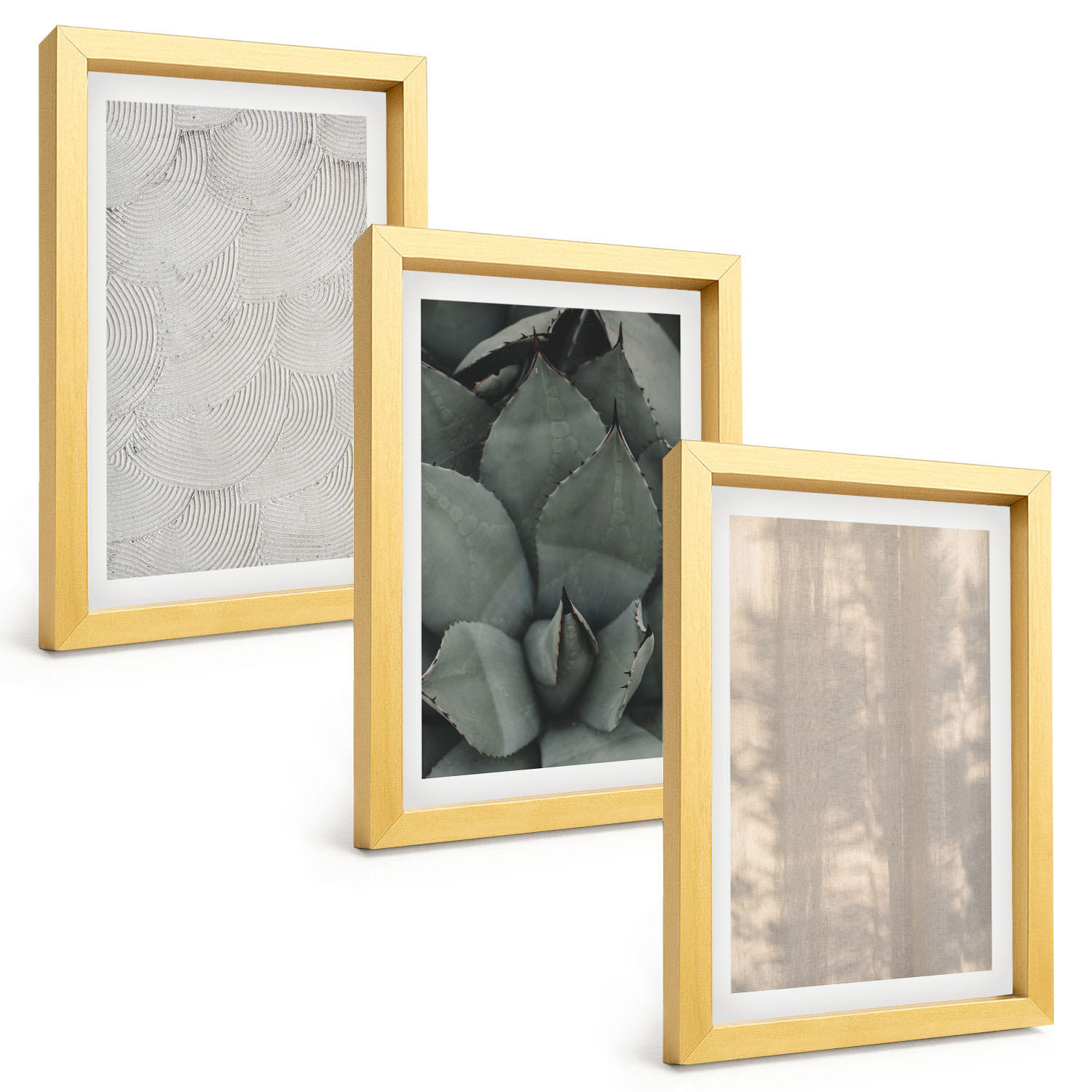 BILDER SET 3er Set - 20x30 cm Goldrahmen - Sommerliche tropische Texturen - Goldfarben, Kunststoff (20/30cm) - TULUP