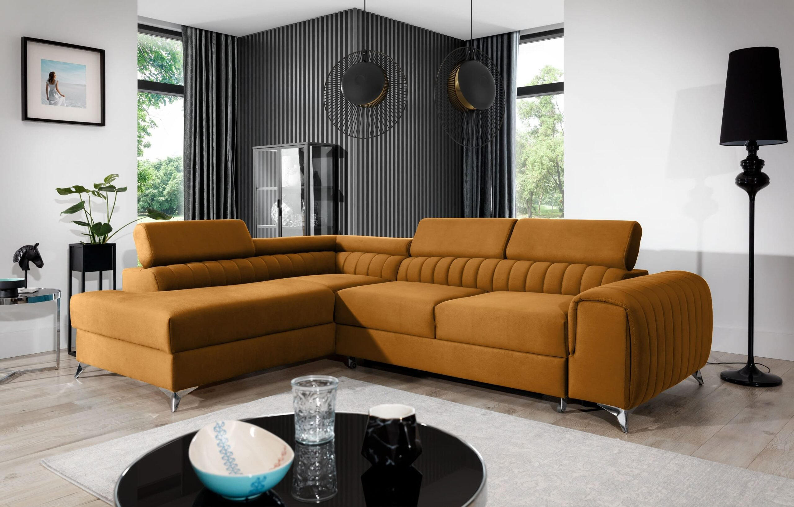Thumbnail - Möblo Ecksofa, Gelb, Textil, 4-Sitzer, L-Form,L-Form, 275x205 cm, Wohnzimmer, Sofas & Couches, Wohnlandschaften, Ecksofa...