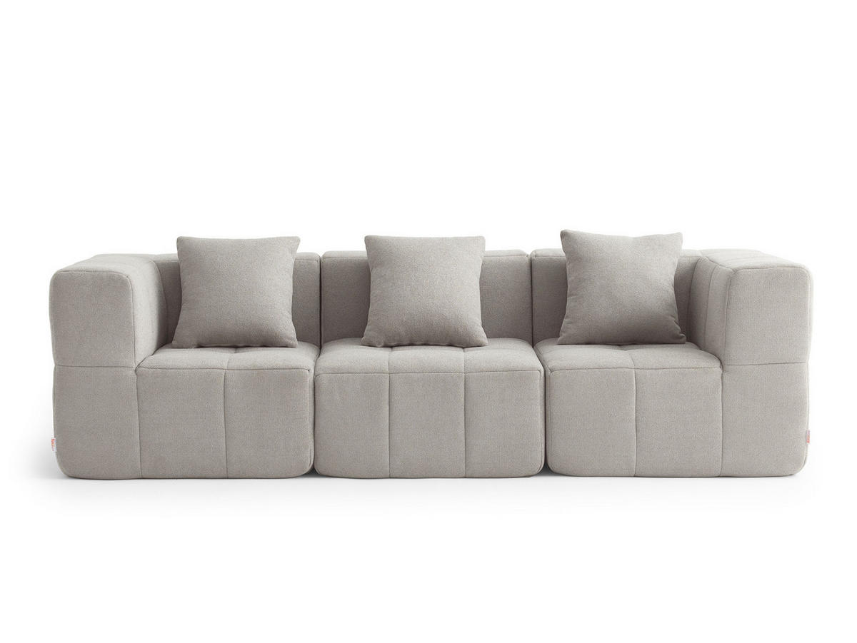 3-SITZER-SOFA Bouclé-Stoff Steinbeige - Greige, Textil (260/73/95cm) - MILYsofa