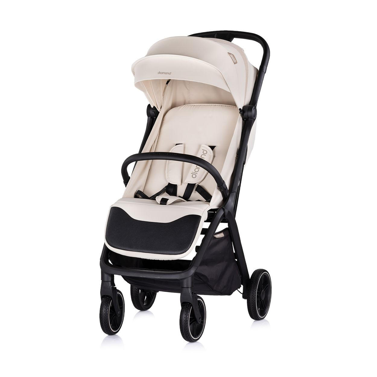 KINDERWAGEN Diamond beige Aluminium, PU-Räder, 5-Punkt-Gurt, Sicherheitsgurt, Hinterradbremse - Beige, Metall (76/50/109cm) - Chipolino