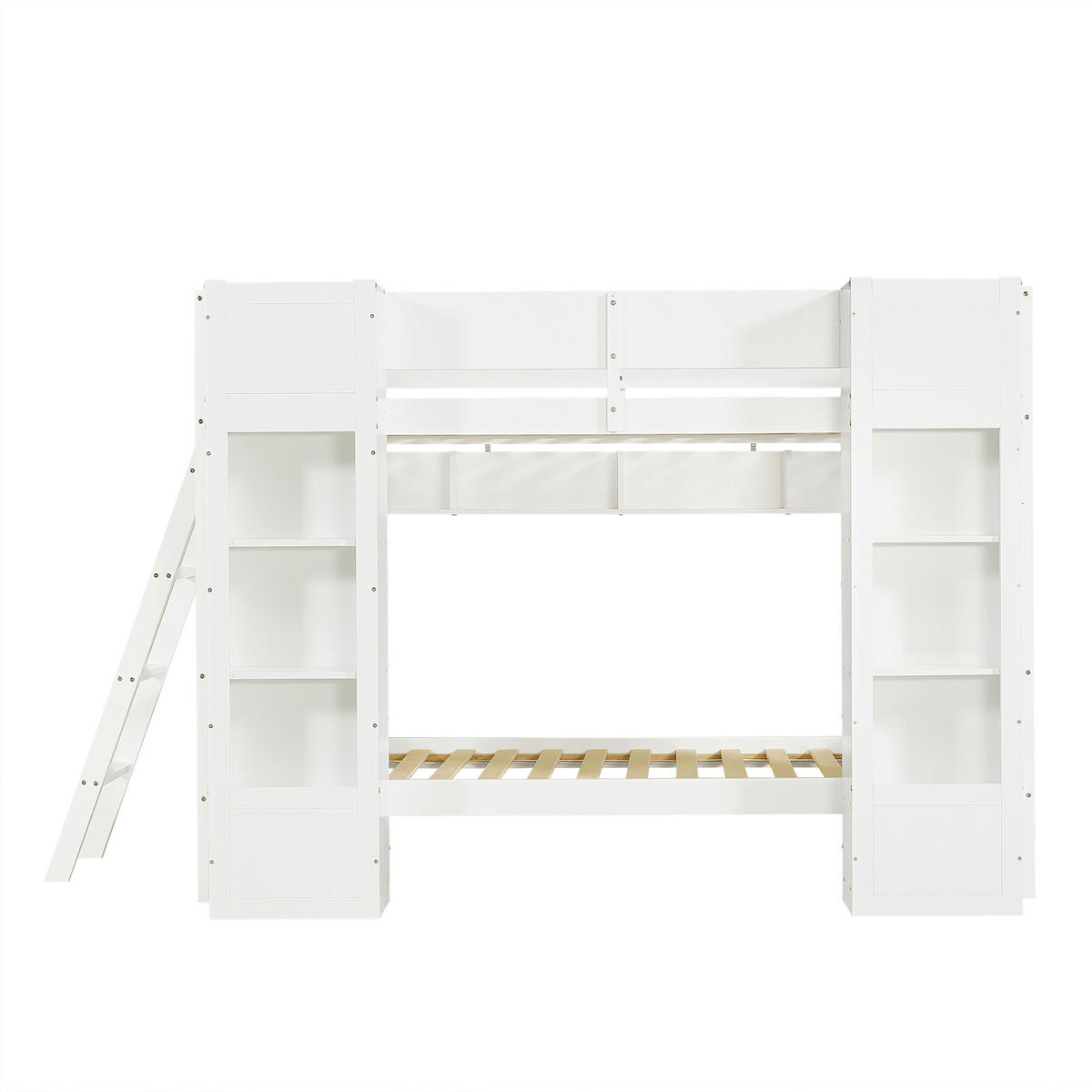 ETAGENBETT 90/200 cm DE-32723 mit Stauraum und Leiter Weiß - Weiß, Holzwerkstoff (90/200cm) - ComfortXL