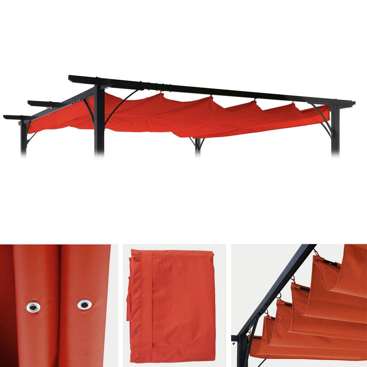 ERSATZDACH 370x300cm für Pergola 3,5x3,5m Terrakotta - Rot, Textil (370/1/300cm) - BERLINLODGE