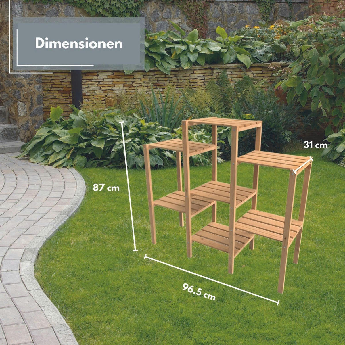 BLUMENREGAL BERND 96/31/87 cm - Naturfarben, Holz (96/31/87cm) - Coemo