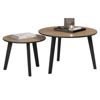 COUCHTISCH 2er Set Eiche, schwarz 2x Beistelltisch rund - Eichefarben/Schwarz, Holzwerkstoff (50/50/39cm) - Top.Furn